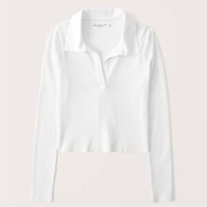 NWT Long-Sleeve Ribbed Polo Top